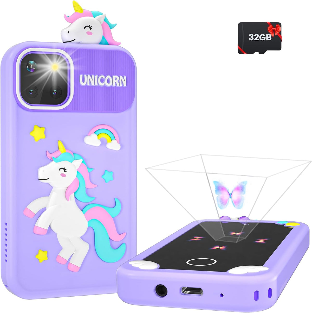 MOREXIMI pink kids smart phone with 2.8 inch touchscreen and holographic pyramid - view 3