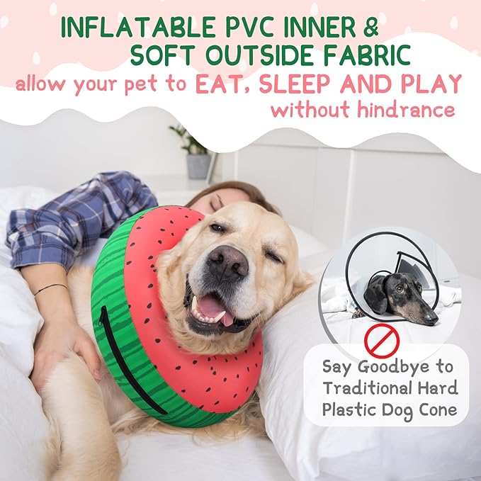 Supet Inflatable Dog Cone Collar for Large Medium Small Dogs, Soft Cone Collar for Dogs Cats, ECollar Doggie Neck Donut Dog Cone Alternative After Surgery