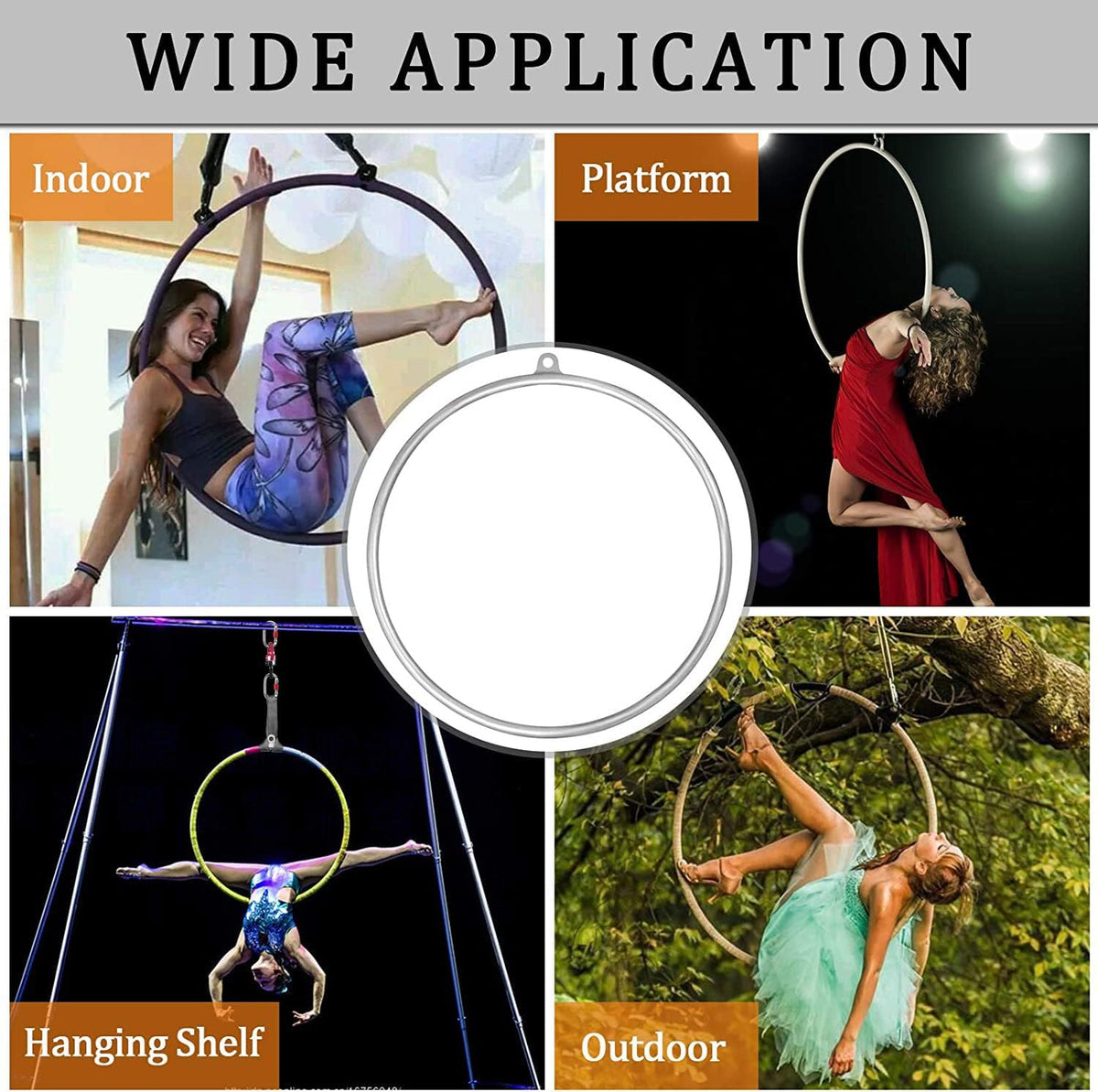 DASKING Professional Aerial Hoop Kit - 85CM/32MM / black,grey,green,pink,steel - image 4