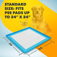 TidyFriend Dog Pee Pad Holder Tray Fits for 24” x 24” Wee Wee Pee Pads - Stable Grip, Raised Edges, Quick-Wipe Silicone Surface Dog Potty Tray Holder for Indoor Flooring Protection (Dark Blue)