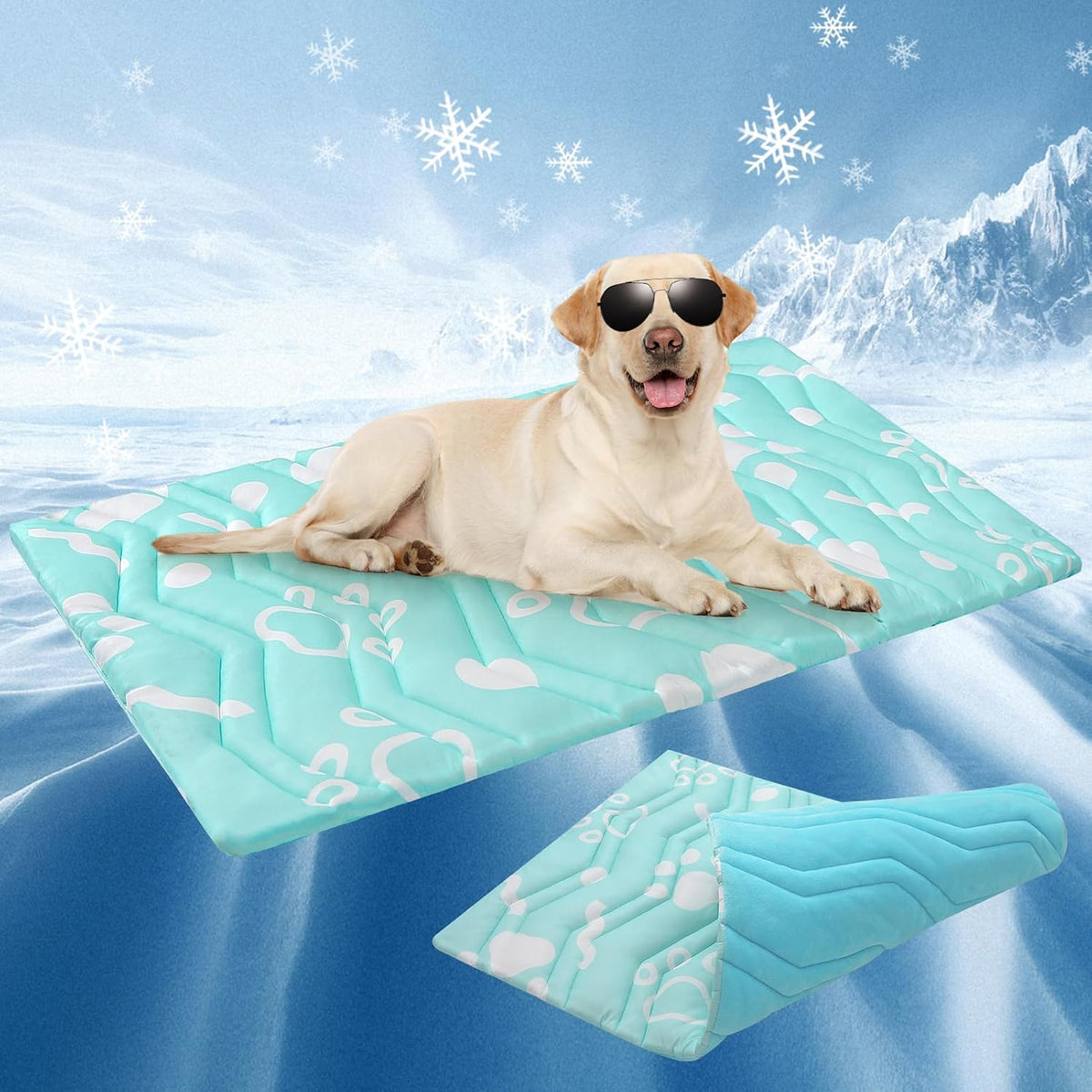 BEAUTYZOO Cooling Mat for Large Dogs, Self-Cooling - Aqua Blue / 59.0"L x 40.0"W x 1.0"Th(XL)