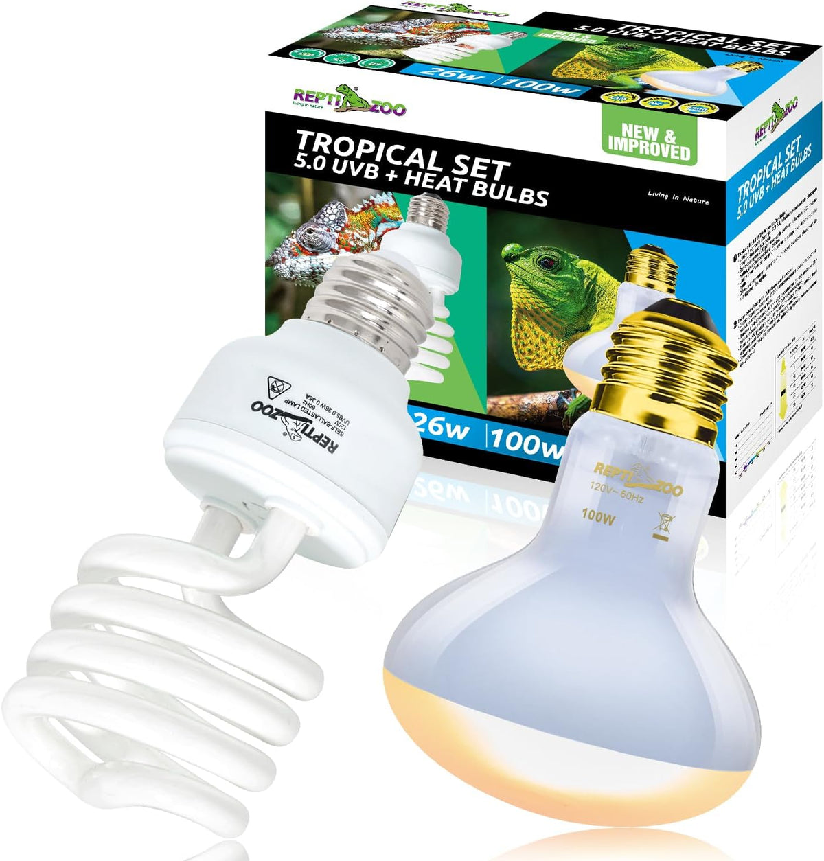 REPTI ZOO Reptile Heat Lamp Combo Pack - Tropical Set