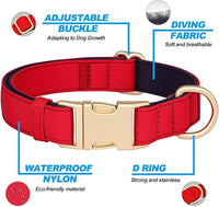 Didog Soft Padded Dog Collars for Medium Dogs, Colorful and Durable Dog Collar with Quick Release Buckle, Light and Breathable for Daily Walking, Red, M