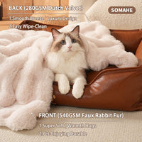 SOMAHE Soft Faux Fur Cat Blanket, Washable - 28"L x 22"W Inches / Milky White - image 2