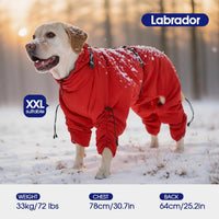 Full Body Dog Coat,Warm Dog Fleece Jackets with Harness Built in Windproof Dogs Snowsuit Zip up Pet - Red / Medium - image 3