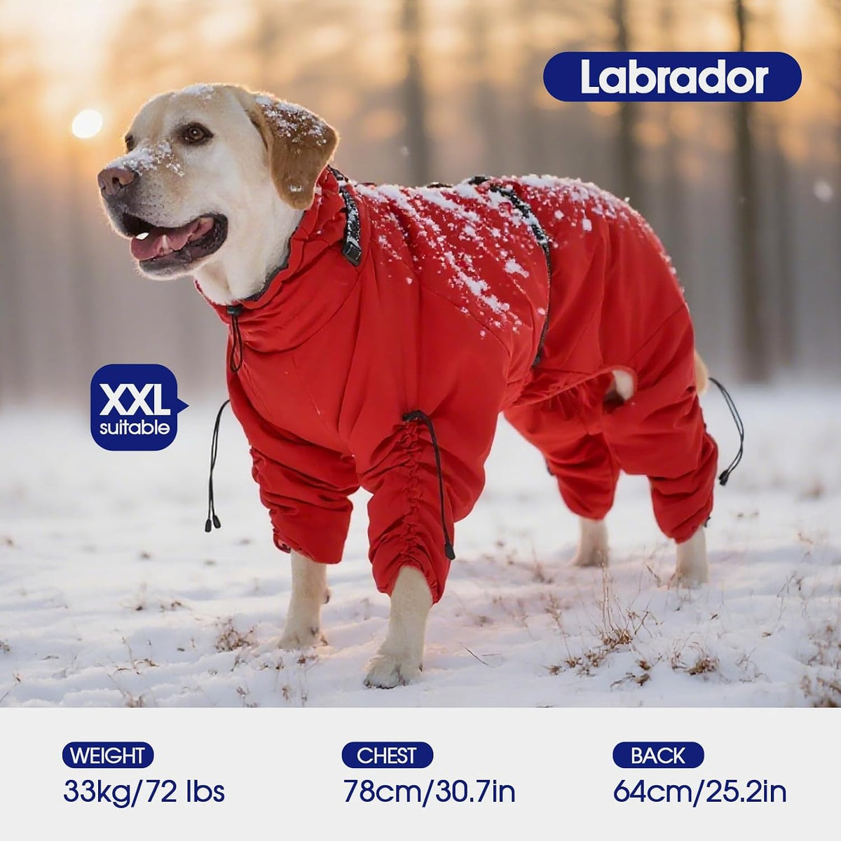 Full Body Dog Coat,Warm Dog Fleece Jackets with Harness Built in Windproof Dogs Snowsuit Zip up Pet - Red / Medium - image 3