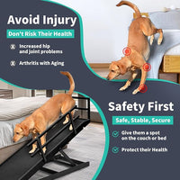 Dog Ramp, 5 Level Adjustable Wooden Folding Pet Ramp for Middle Bed, Couch,SUV-High Traction, Portable Paw Ramps for Small & Large Old Dogs & Cats - Furniture Quality