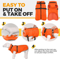 Dog Coat for Large Dogs Waterproof Dog Jacket with Harness Built in – Essentials for Dogs - Large / Orange - image 2