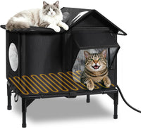 Heated Outdoor Cat House with Escape Door – Medium & Large