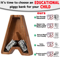 Ladenk Wooden Letter Piggy Bank - A / Initial-12" - image 3