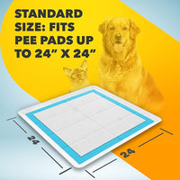 TidyFriend Dog Pee Pad Holder Tray Fits for 24” x 24” Wee Wee Pee Pads - Stable Grip, Raised Edges, Quick-Wipe Silicone Surface Dog Potty Tray Holder for Indoor Flooring Protection (White)