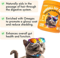 Hairball Treatment for Cats Natural Remedy with Apple Pomace, Psyllium Husk Omega 3 6 Fatty Acids Zinc Biotin Cat Supplement for Indoor Cats Promotes Healthy Digestion Furball Control 100 Yummy Chews
