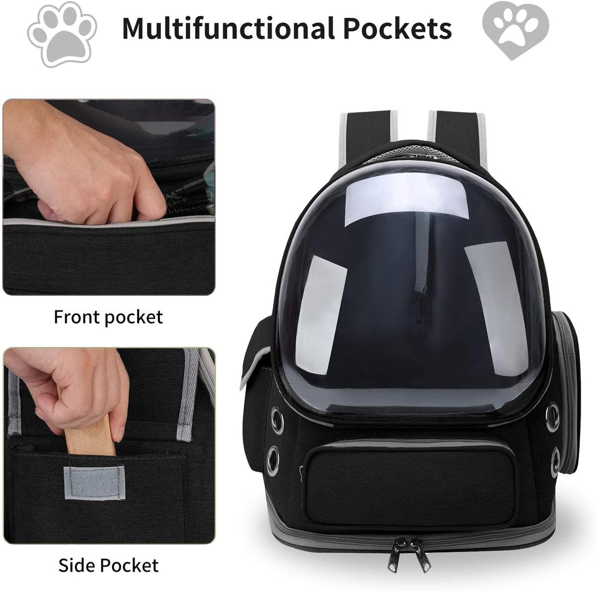 Cat Backpack Carrier for Cats and Small Dogs - Black / Large - image 3