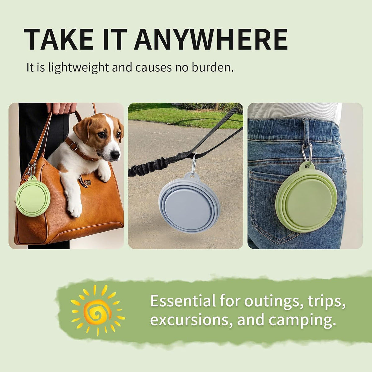 Collapsible Dog Bowls 2-Pack - 12 OZ Macaron Blue and Green - image 3