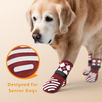 LOOBANI Dog Socks to Prevent Licking Paws - Dog Socks for Hardwood Floors Anti Slip for Traction Control - Dog Grippy Socks for Senior Dog Small Medium Large Dogs on Tile Floors, Red XL