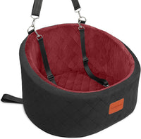 Lealchum Dog Car Seat for Small Dogs Up to 30 Lbs with 2 Safety Dog - Black/Red / Small