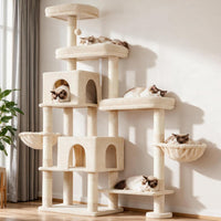 Hey-brother Cat Tree Tower with Stable Extended Base - Beige