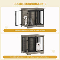 Hzuaneri 77.6 in Double Dog Crate Furniture - Greige / 27.2"L x 19.3"W x 25.4"H - image 4