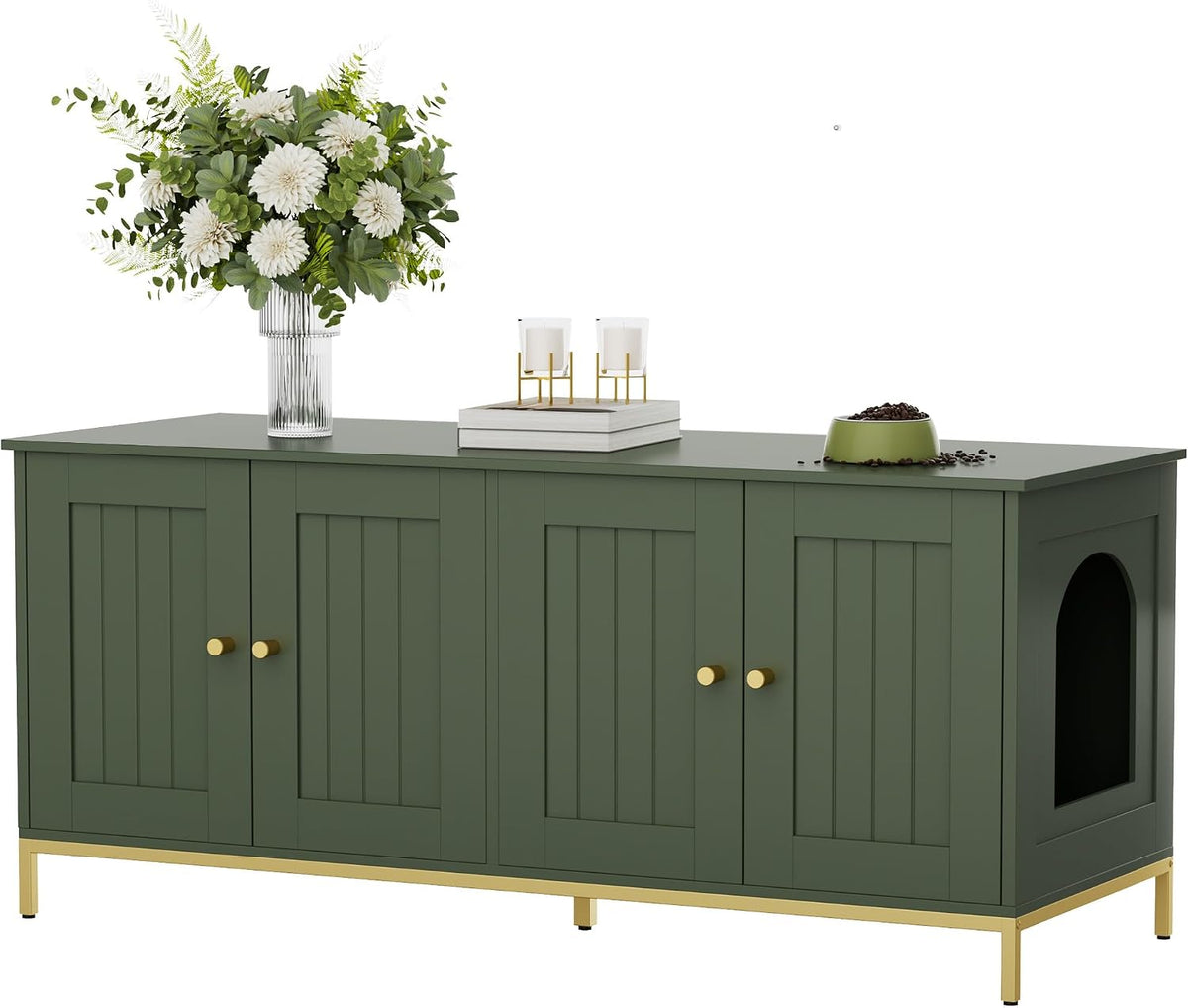 28.3" L Cat Litter Box Enclosure with Metal Frame - 47.2"L / Green