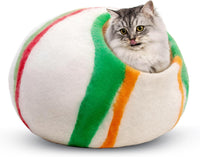 Woolygon Felt Cat Cave Bed, Merino Wool, Handcrafted – Essentials for Cats - Candy Swirl