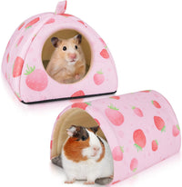 Bienbee Guinea Pig Hideout - Pink Strawberry / Small(7.3"L x 7.3"W x 6.7"H)