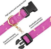Cotton Dog Collar White and Pink Love Heart with Pendant Cute Dog - Purple Fish / S - image 2