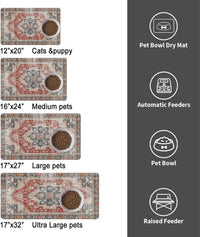 Dog Food Mat for Floors, Absorbent Pet Cat Food Bowl Mat - Bohemia 6 / 32"L x 17"W - image 3