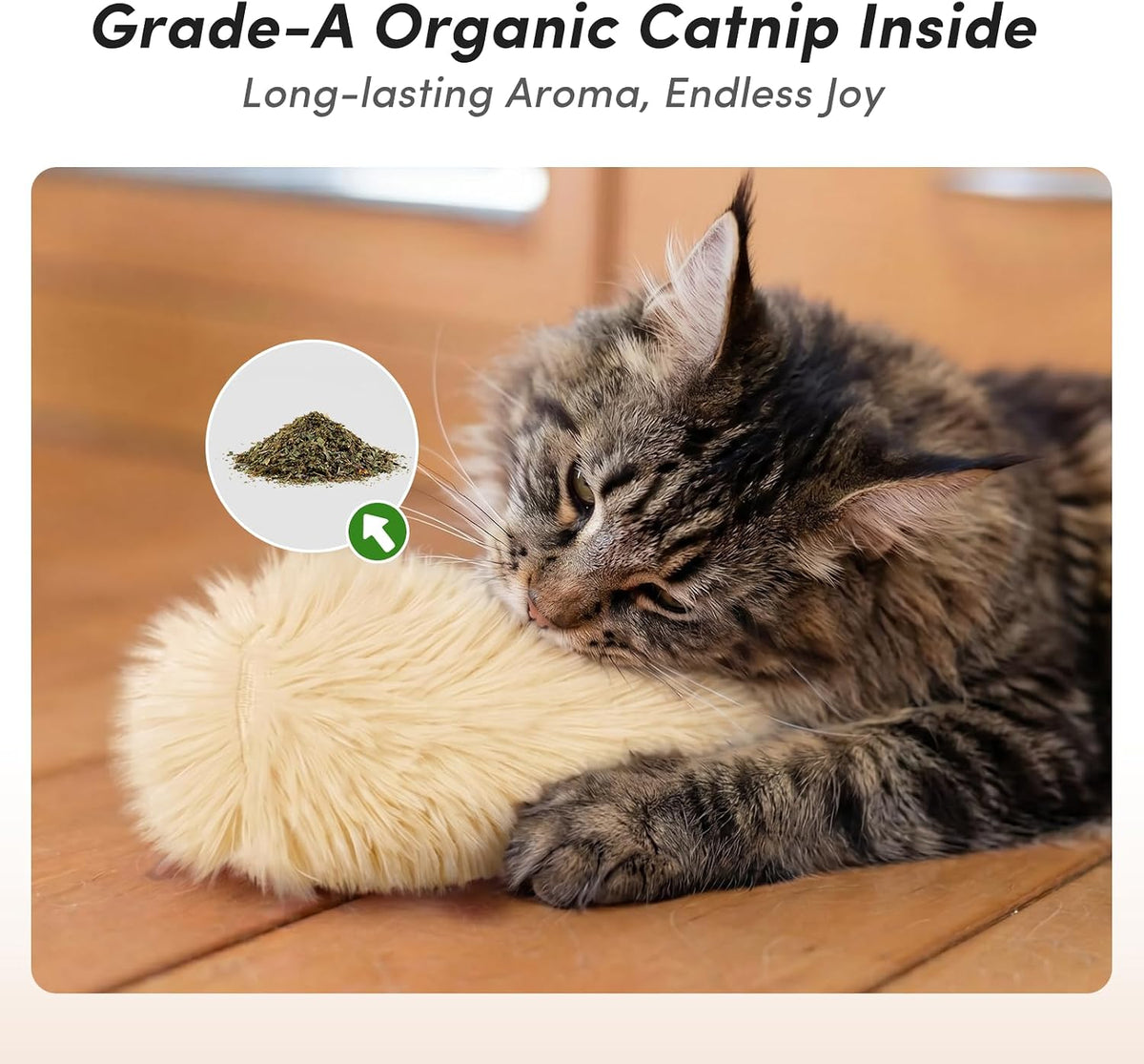 Catnip Cat Toys 4 Pack, Soft Cat Pillow Kicker Toys with Crinkle Sound, Interactive Cat Plush Toys - Yellow Green Pink Grey - image 3