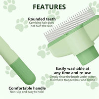 Self-Cleaning Cat & Dog Comb – 2-in-1 Pet Hair Removal with Stainless Steel Teeth, Easy Release Button, for Shedding, Detangling & Grooming