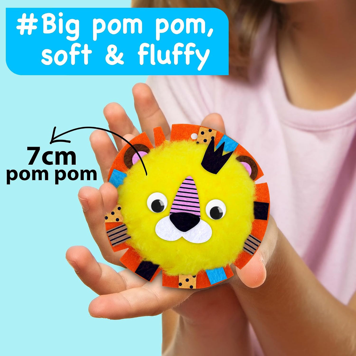 EZCRA pom pom craft kit with unicorn and animal pom poms, charms and felt stickers - view 8