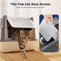 FURTIME Stainless Steel Litter Box with Lid - Small / Grey - image 4