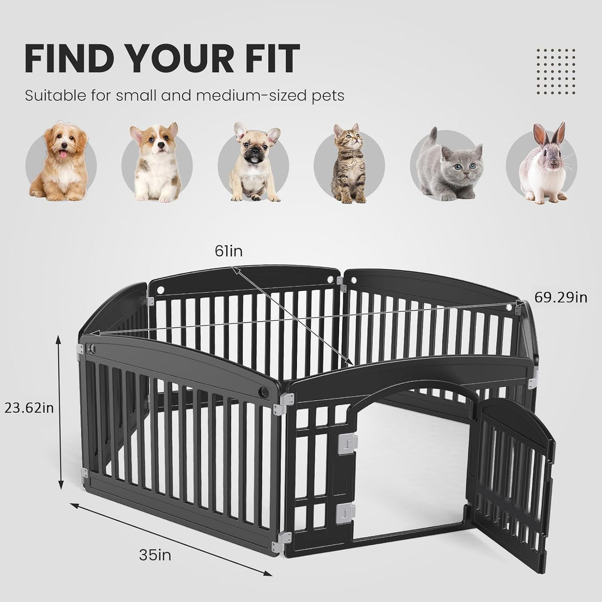 Sweetcrispy Dog Playpen, Plastic Puppy Pet Fence - Black / 6 / 24IN - image 4
