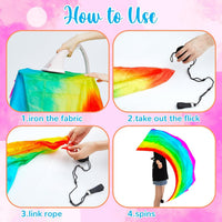 Jenaai silk veil poi set of 4 with black balls and adjustable chains in bright colors - view 15