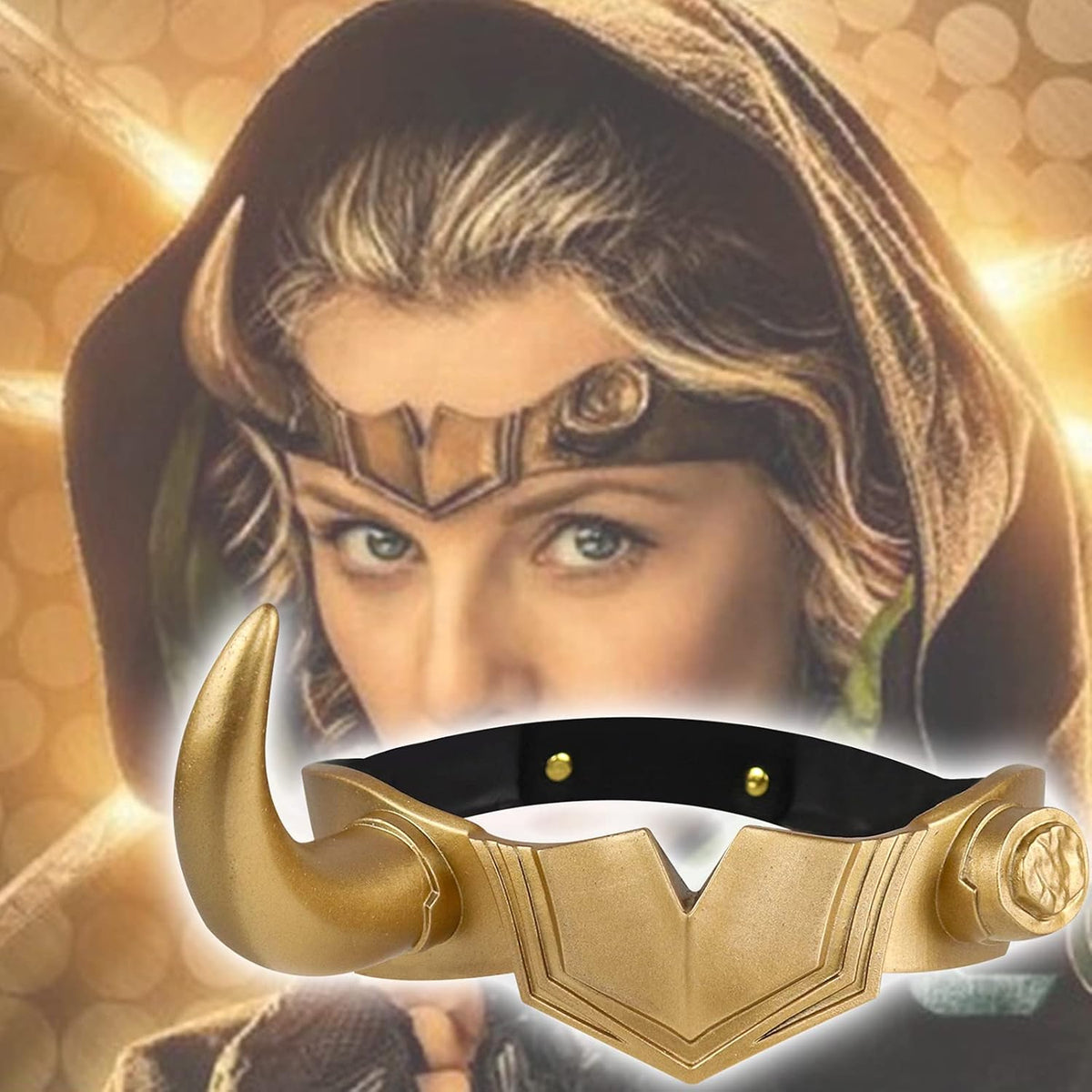 CAFELE gold horned superhero helmet in PVC for Norse cosplay - view 3