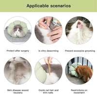 Cat Cone Collar,Cute Waterproof Cat Recovery Collar,Anti-Bite Lick Wound Healing Safety Elizabethan e Collar for Cats,Green Flower All-Season Style