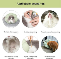 Cat Cone Collar,Cute Waterproof Cat Recovery Collar,Anti-Bite Lick Wound Healing Safety Elizabethan e Collar for Cats,Green Flower All-Season Style