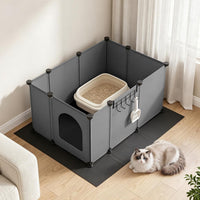 HOOBRO Cat Litter Box Enclosure with Large Oxford Mat - Grey - image 2