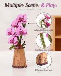 rowood 3D Puzzles for Adults - Purple Moth Orchid - image 4