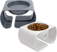 Kitty City Elevated Slow Feeder Cat Bowls - Gray/White / Large - Elevated Slow Feed