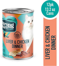 A Strong Heart Canned Wet Cat Food, Liver & Chicken Dinner - 13.2 oz Cans (Pack of 12), Made in The USA with Real Chicken & Liver