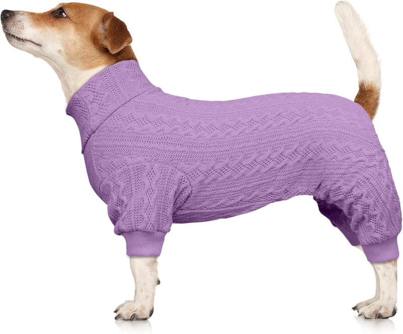 Dog Sweaters for Large Dogs Turtleneck Knitted Pet Clothes Solid - Medium / Purple