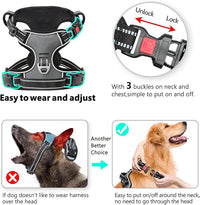 Timos Dog Harness Small Sized, No Pull with Neck Lockable Snap,No Choke Front Clip Dog Reflective Harness,Adjustable Metal Rings 3 Buckles,Easy Control Handle for Small Dogs Gray S