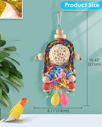 Bissap Conure Toys, 2PCS Bird Parrot Foraging Shredder Hanging Toys Sola Balls with Sand Hammer - 2 PCS - image 2