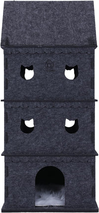 4-Tier Indoor Cat Apartment，Cozy Pet Cat Bed, Hideaway, and Sturdy Cat Castle for Multiple and Large Cats