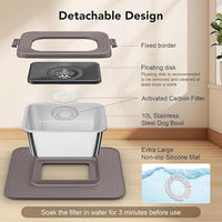 Decflow 10L Stainless Steel Dog Water Bowl, No Spill Anti-Splash Dog Bowls with XXL Silicone Mat, Spill-Proof Slow Feeder for Messy Drinkers, Heavy Duty Pet Bowls for Indoor/Outdoor Use