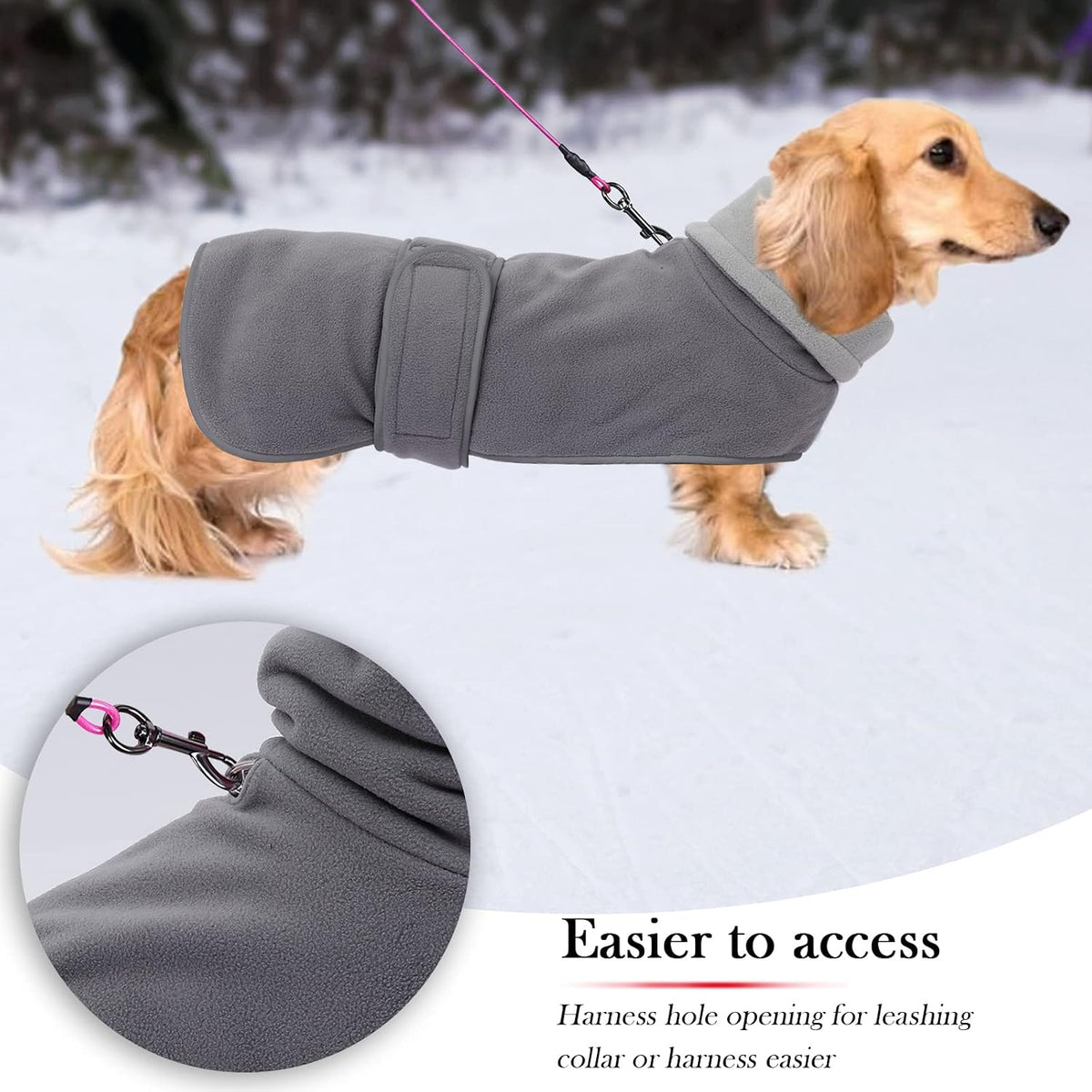 Dachshund Sweaters, Dachshund Coat Perfect Dog Winter Coat with Padded Fleece Lining - Small / Gray - image 3