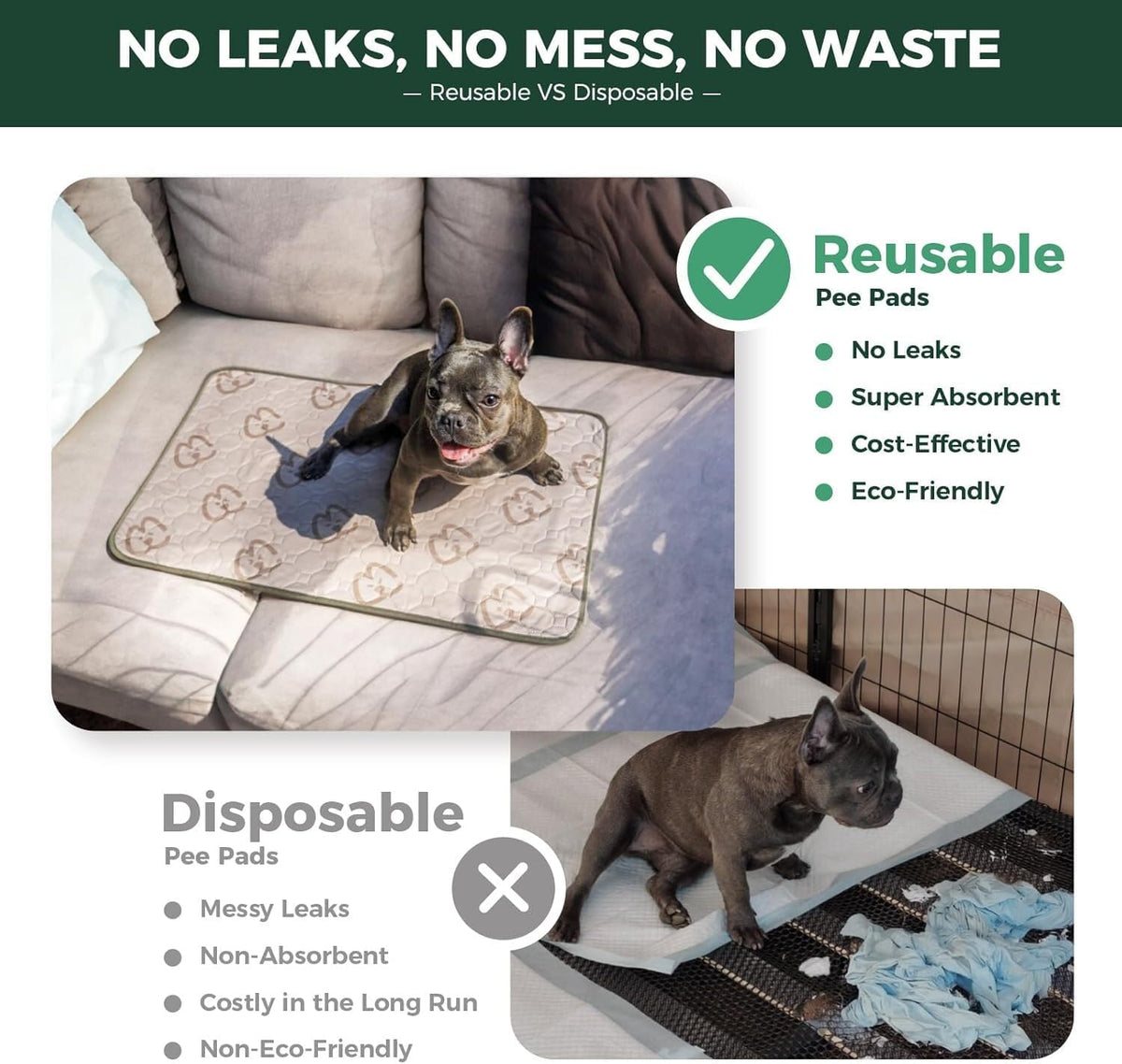 FXW Washable Pee Pads for Dogs, Super Absorbent - 11" x 17" / 1 Pack - image 4