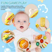 Montessori silicone pull string baby sensory toy with ropes, buttons and bubbles - view 2