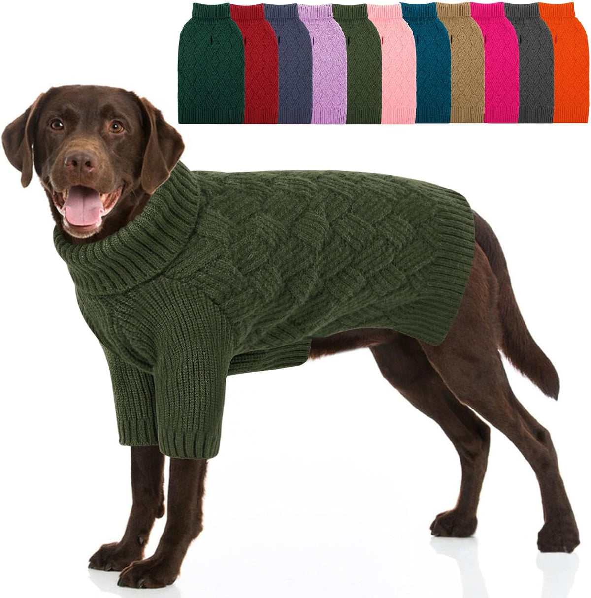 XS Dog Sweater, Small Dog Sweater Knitwear for Winter – Essentials for Dogs - Army Green / XX-Large