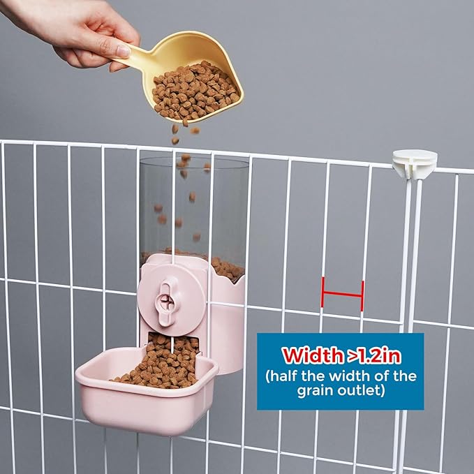 VANNON Small Animal Hanging Automatic Food Dispenser, 35oz Gravity Pet Feeder for Cage, Food Bowl for Rabbit Puppy Cat Ferret Guinea Pig Chinchilla Parrot (Pink)